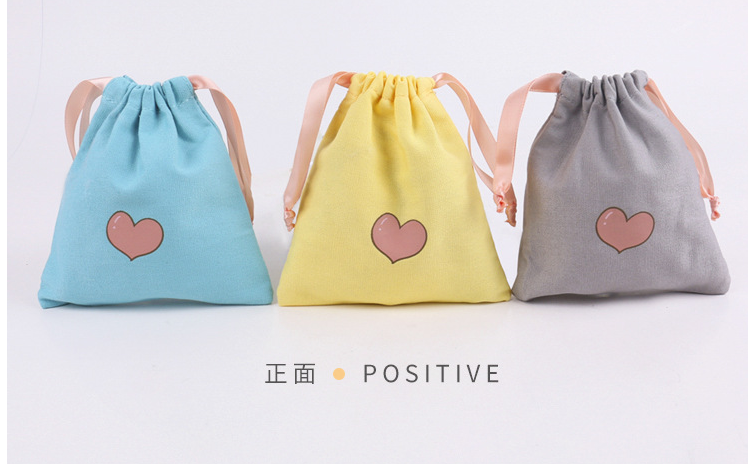 Environmentally friendly portable canvas drawstring bundle pocket multi-function dust-proof rope bag travel makeup storage sorting bag