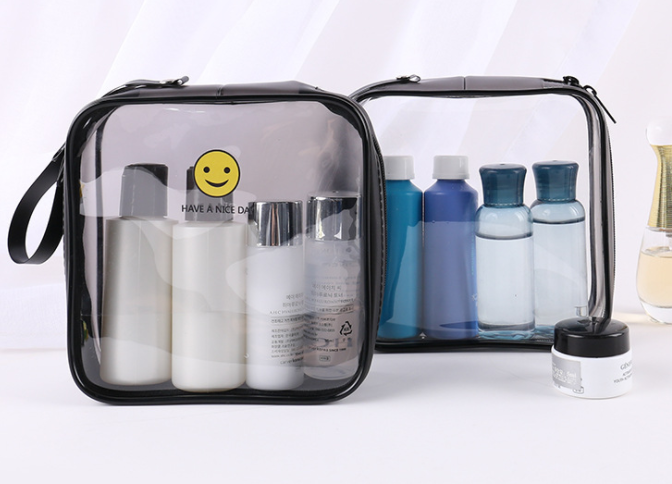 Multifunctional transparent cosmetic bag Square pvc bag zipper Three-dimensional anti-watercolor printing plastic tote bag