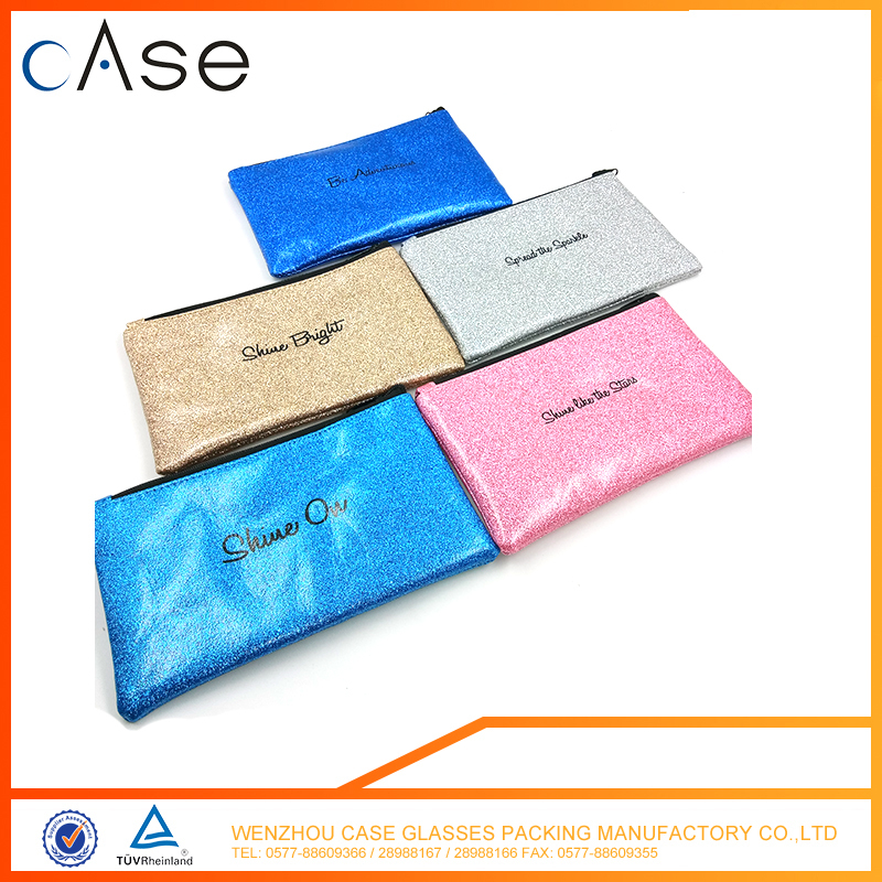 High quality zipper leather glasses bag