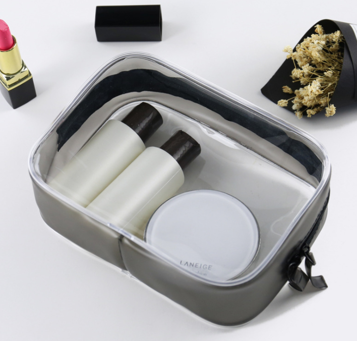 Transparent PVC cosmetic bag spot waterproof travel wash bag sewing zipper PVC bag stereo portable cosmetic bag