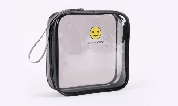 Multifunctional transparent cosmetic bag Square pvc bag zipper Three-dimensional anti-watercolor printing plastic tote bag