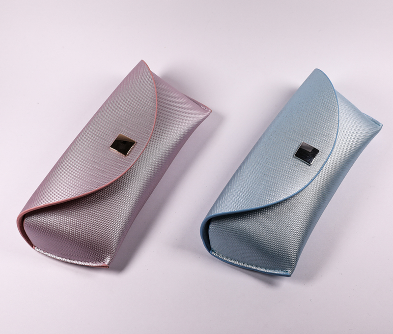 The Glasses Case Comes in Two Colors with Square Buttons That Look Like A Leather Bag