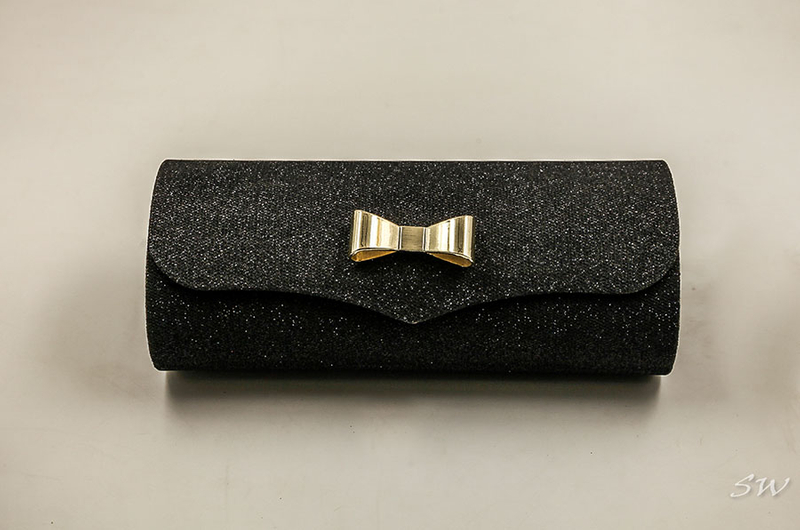 2021 Sunglasses, Black, Cylindrical Appearance, Handmade Glasses Case with Gold Bow Decoration, Fun Design, Delicate, Beautiful