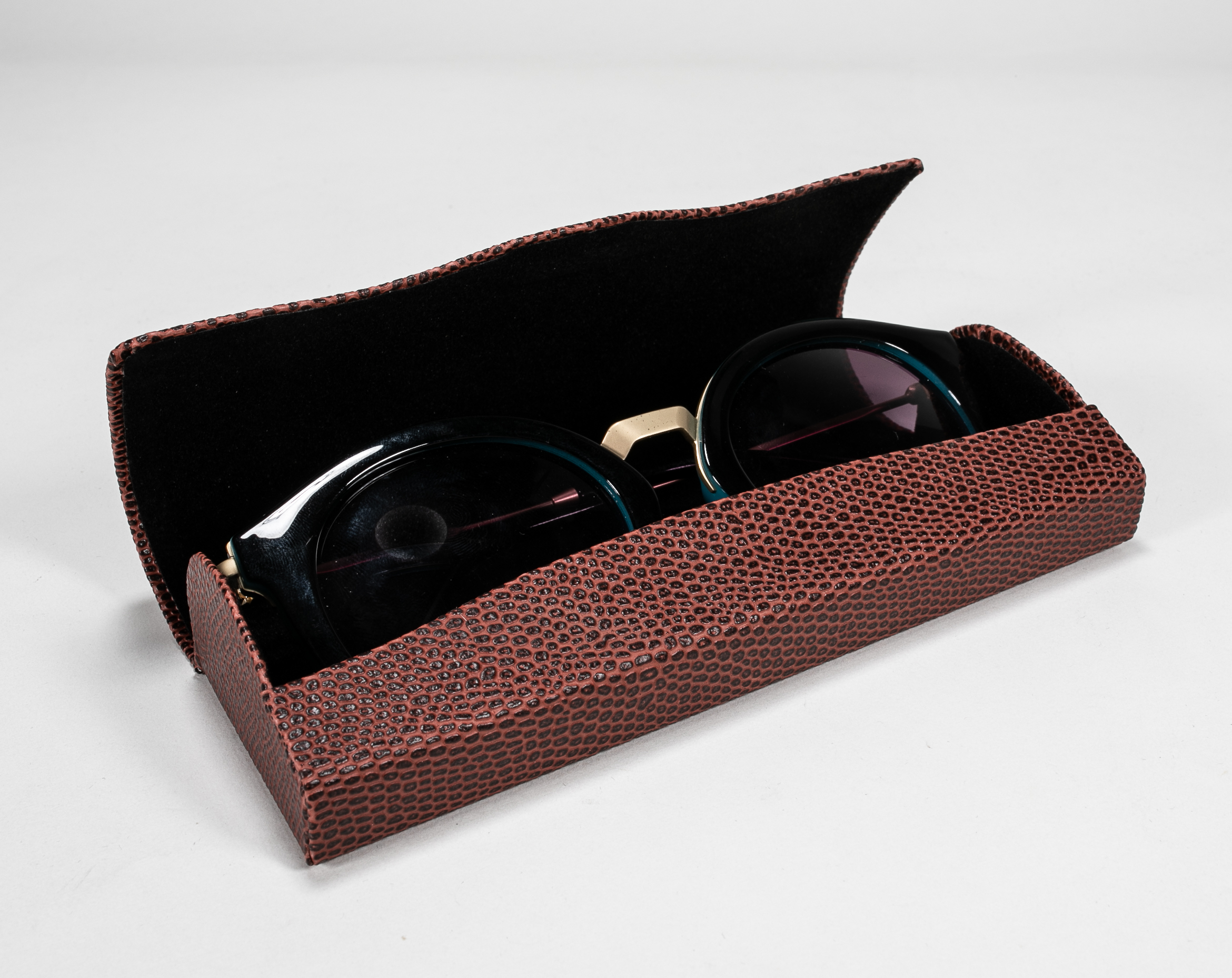 Hard Shell Eyeglass Case PU Leather Vintage Pattern Glasses Protective Case