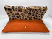 Sunglasses Case Leopard Grain Wool Lining
