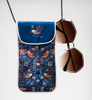 2021 Sunglasses, Dark Blue, Print Irregular Flower And Bird Pattern of Closed Glasses Bag, Cell Phone Holding Bag